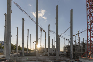 Rohbau., Baustelle, Kran