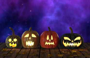 Halloween Pumpkins Jack O Lantern Holiday 3D Illustration