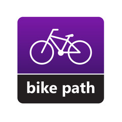 Bicycle path sign with label for print and digital content