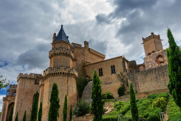 Blick auf Palacio Real de Olite, Navarra Spanien 