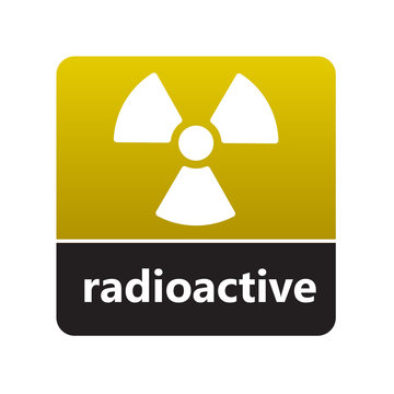 Radioactive alert sign with label for print and digital content