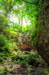 Enter to the Prometheus ( Kumistavi) Cave in the Imereti region, Georgia