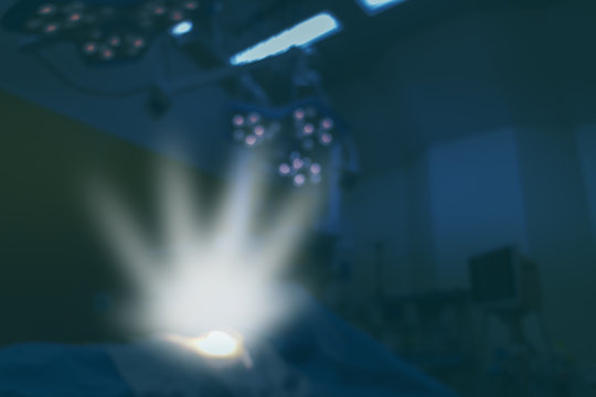smart health medical concept, the hope lighting on the operation room for patient on blue tone background