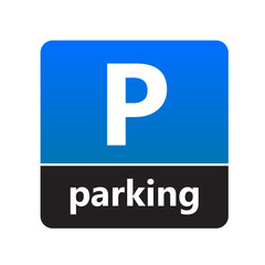 Parking sign with label for print and digital content