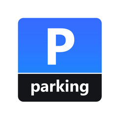 Parking sign with label for print and digital content