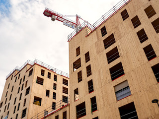 Holzkonstruktion, Rohbau - Wooden building in construccion