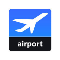 Airplane sign with airport label for print and digital content