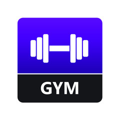 GYM dumbbell sign with label for print and digital content