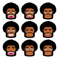 Bearded man emoticon - expression emotion - vector illustration eps 10