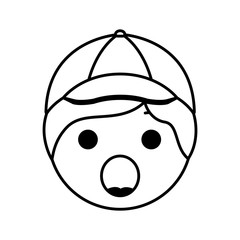 cartoon man head surprised kawaii character