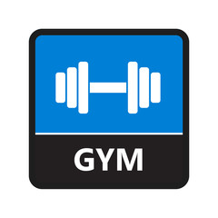 GYM dumbbell sign with label for print and digital content