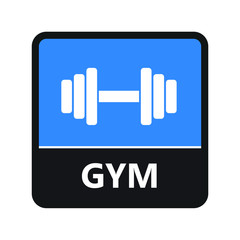 GYM dumbbell sign with label for print and digital content