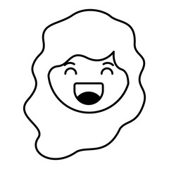 cartoon woman happy head kawaii character