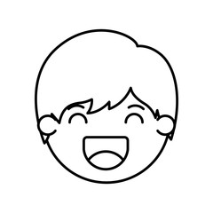 cartoon happy man head kawaii character
