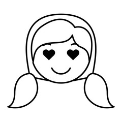 cartoon head woman in love kawaii character