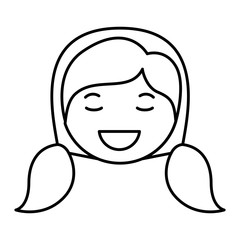 cartoon woman happy head kawaii character