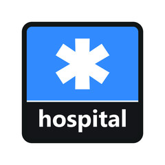 Hospital sign with label for print and digital content
