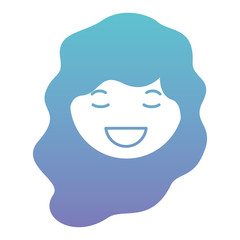 cartoon woman happy head kawaii character