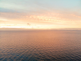 Aerial Sunset view of Ooita Bay, Japan