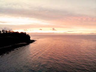 Aerial Sunset view of Ooita Bay, Japan