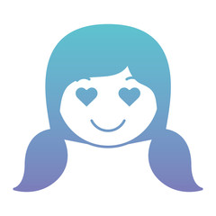 cartoon head woman in love kawaii character