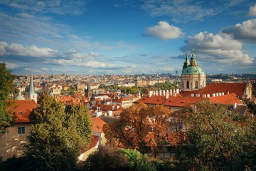 Prague skyline rooftop view