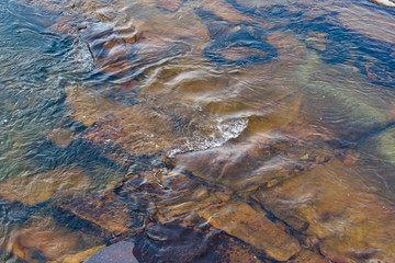 Clear water allowing you to see the rocks beneath