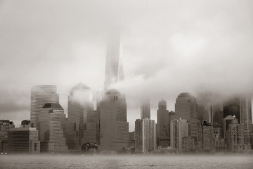 New York City downtown fog