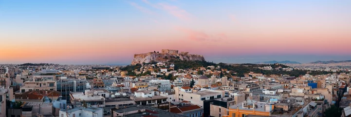 Fotobehang Athene skyline op het dak panorama zonsondergang © rabbit75_fot