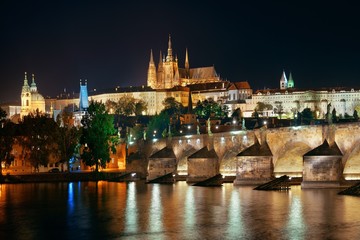 Prague skyline and bridge