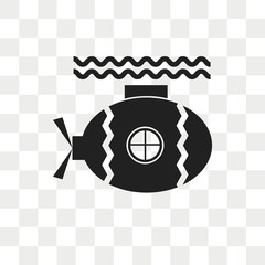 Submarine vector icon isolated on transparent background, Submarine logo design