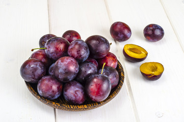 Ripe sweet organic plums