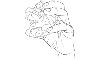 hand tearing and crooking paper, vector