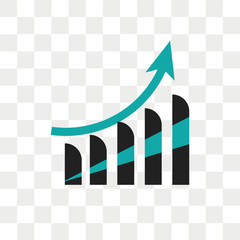 Bars chart interface ascending vector icon isolated on transparent background, Bars chart interface ascending logo design