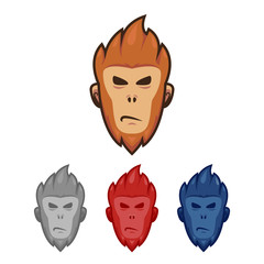 Monkey ape head face logo mascot character illustration set in red, blue, and gray color