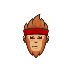Monkey Ape Gamer esport logo mascot. Monkey ape head with headband illustration