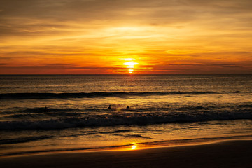Karon Beach Sunset with Sun at Horizon