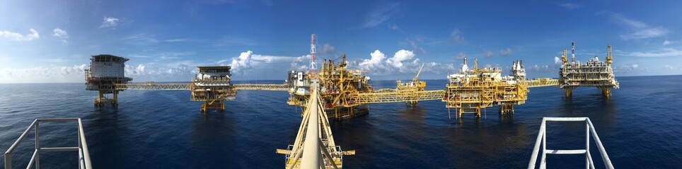 Panorama view of oil and gas central process platform