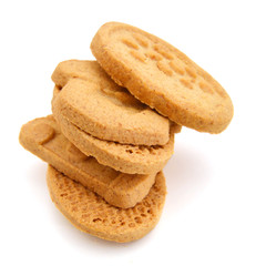 Fototapeta na wymiar Stack of cookies crackers on white 