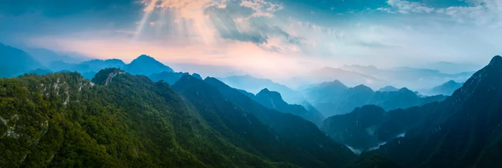 Foto op Canvas Panoramische berg in mist © powerstock