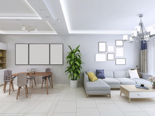 Modern clean living room design renderings