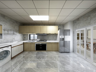 Modern clean kitchen design renderings