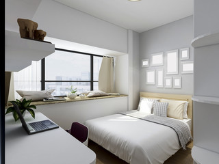Modern clean bedroom design renderings