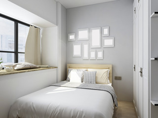 Modern clean bedroom design renderings