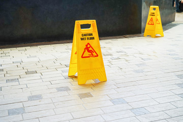 caution wet floor warning sign