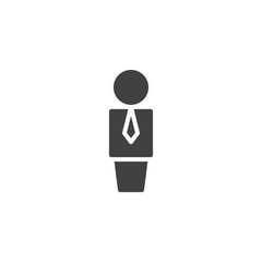 Business man with tie vector icon. filled flat sign for mobile concept and web design. Suit man solid icon. Symbol, logo illustration. Pixel perfect vector graphics