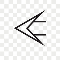 Left arrow vector icon isolated on transparent background, Left arrow logo design