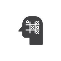 Tic tac toe head vector icon. filled flat sign for mobile concept and web design. Strategy think simple solid icon. Symbol, logo illustration. Pixel perfect vector graphics