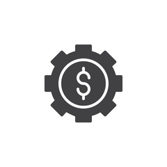 Money with gear vector icon. filled flat sign for mobile concept and web design. Gear with dollar simple solid icon. Symbol, logo illustration. Pixel perfect vector graphics