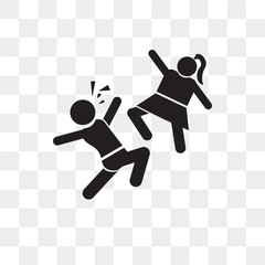 Girl Kicking a Boy in the face vector icon isolated on transparent background, Girl Kicking a Boy in the face logo design